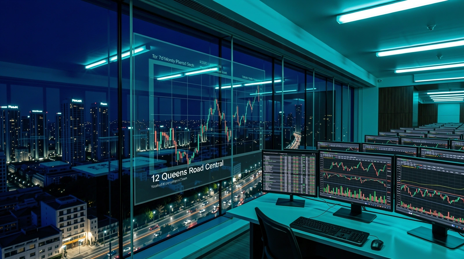 Hong Kong Financial District at Night