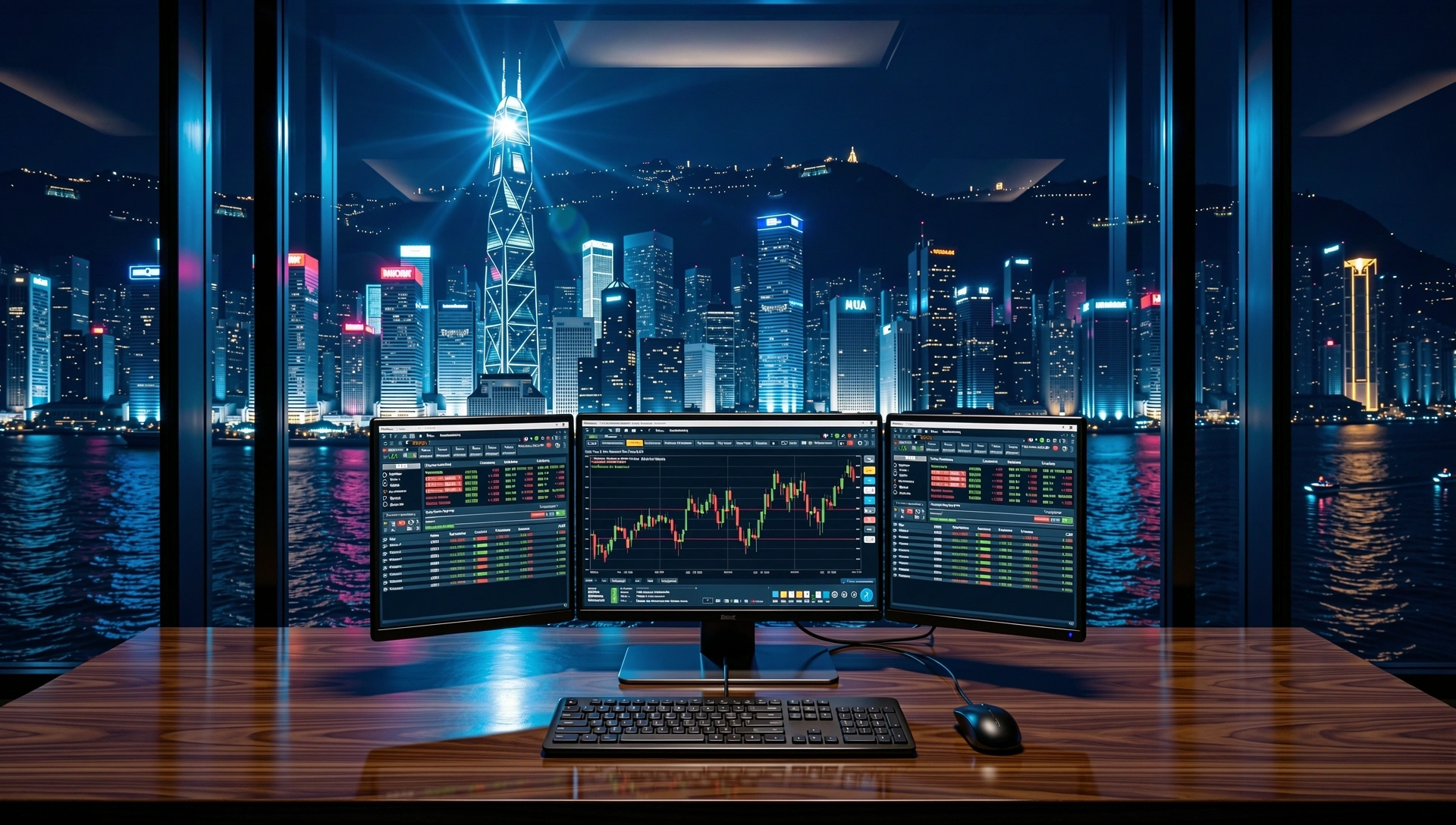 Hong Kong Central District at Night